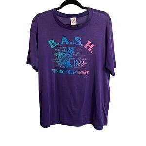 Jerzees T-Shirt Mens XL Purple BASH 1993 Fishing Tournament Single Stitch USA
